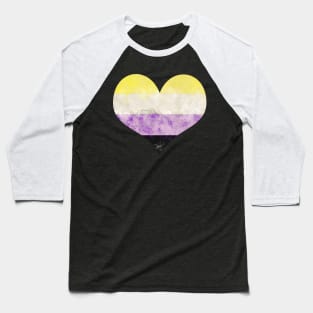 Nonbinary Pride Heart - Watercolor Baseball T-Shirt